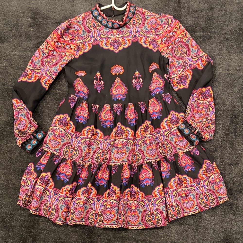 Anthropologie Black and Pink Long Sleeve Dress